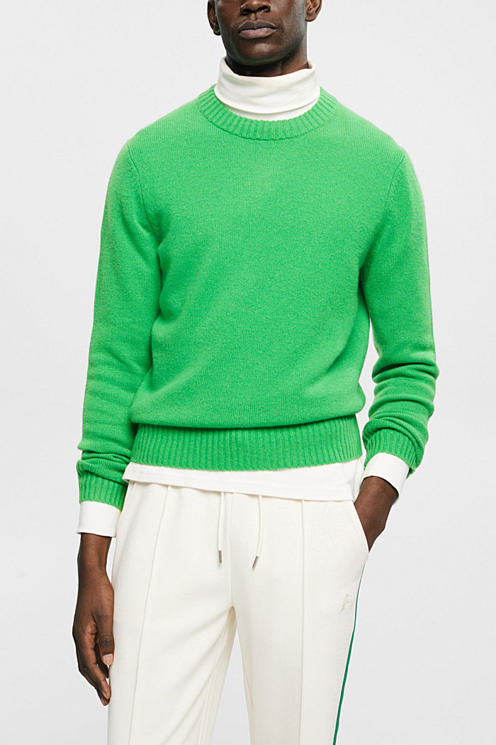 羊絨套頭衫, 綠色, detail-asia image number 0