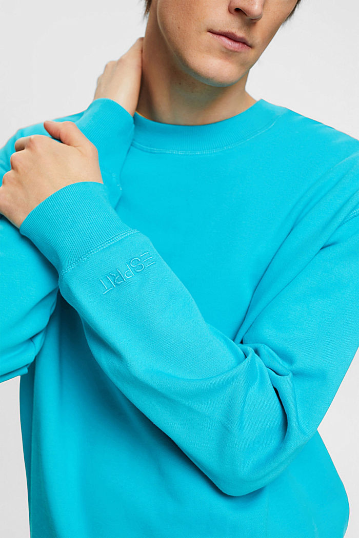 Sweatshirt with embroidered sleeve logo, AQUA GREEN, detail-asia image number 2