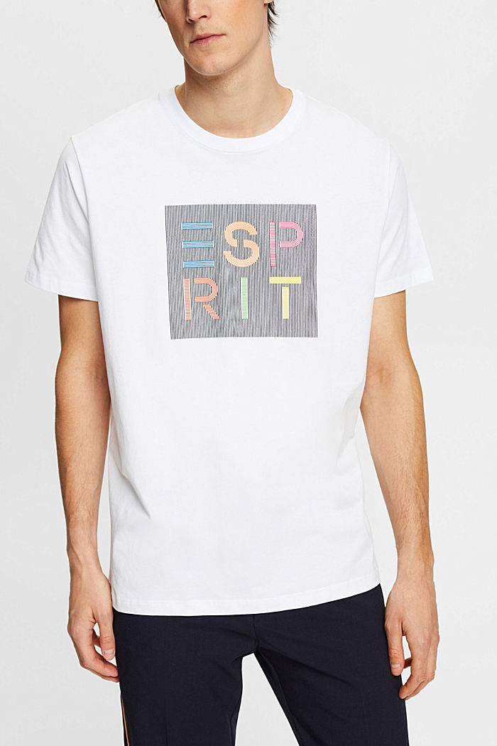 T-shirt with an appliquéd logo, organic cotton, WHITE, detail-asia image number 0