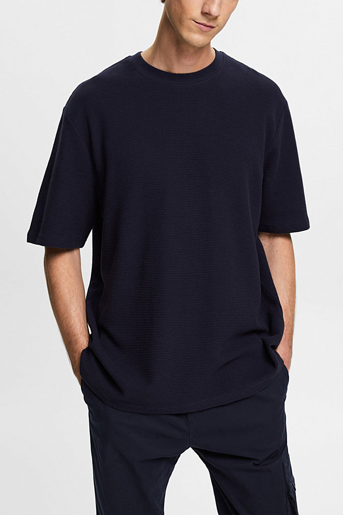 紋理平織布T恤, 海軍藍, detail-asia image number 0
