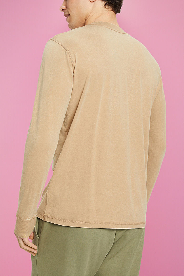 Long-sleeved top with buttons, KHAKI BEIGE, detail-asia image number 3