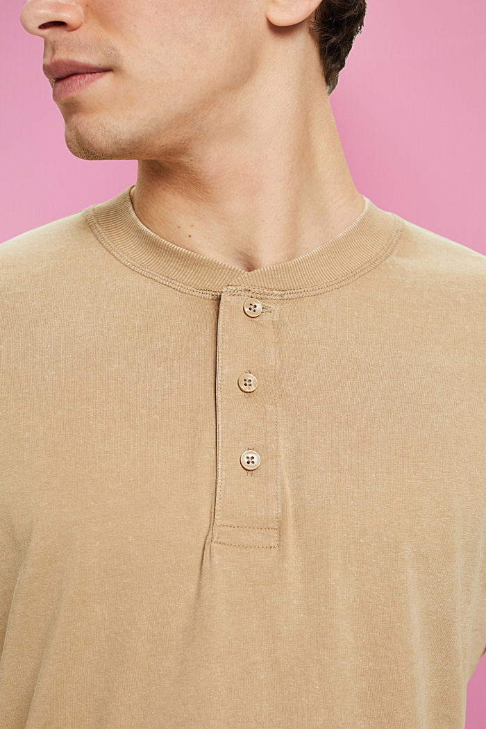 Long-sleeved top with buttons, KHAKI BEIGE, detail-asia image number 2