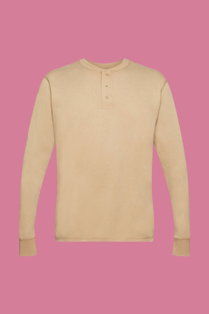 Long-sleeved top with buttons, KHAKI BEIGE, detail-asia image number 6