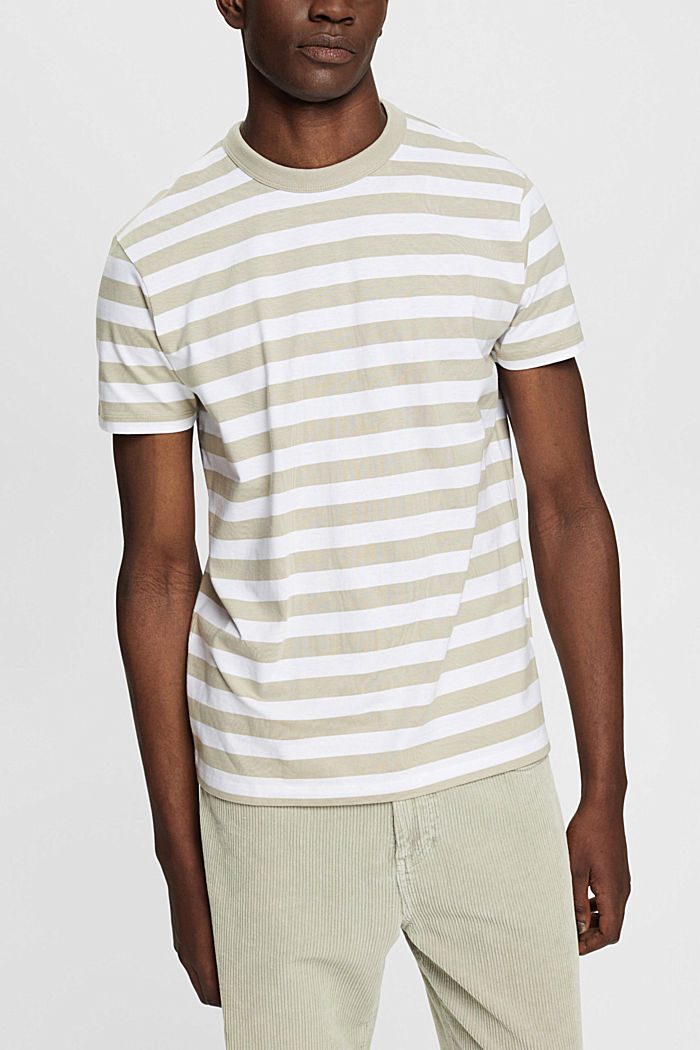 Striped crewneck T-shirt, DUSTY GREEN, detail-asia image number 0