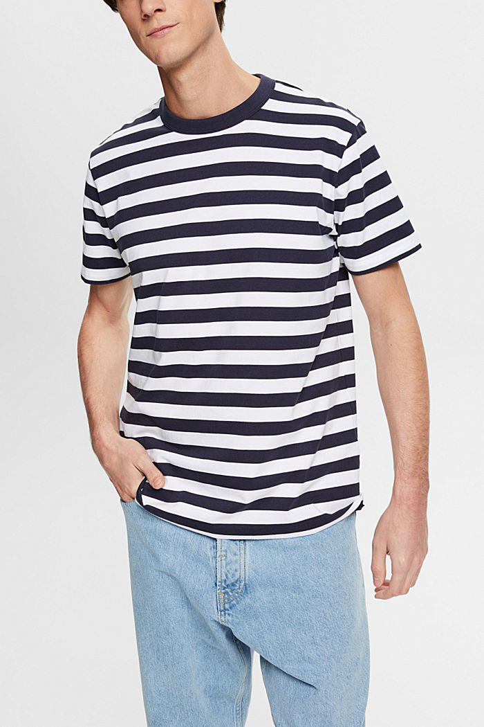 Striped crewneck T-shirt, NAVY, detail-asia image number 0