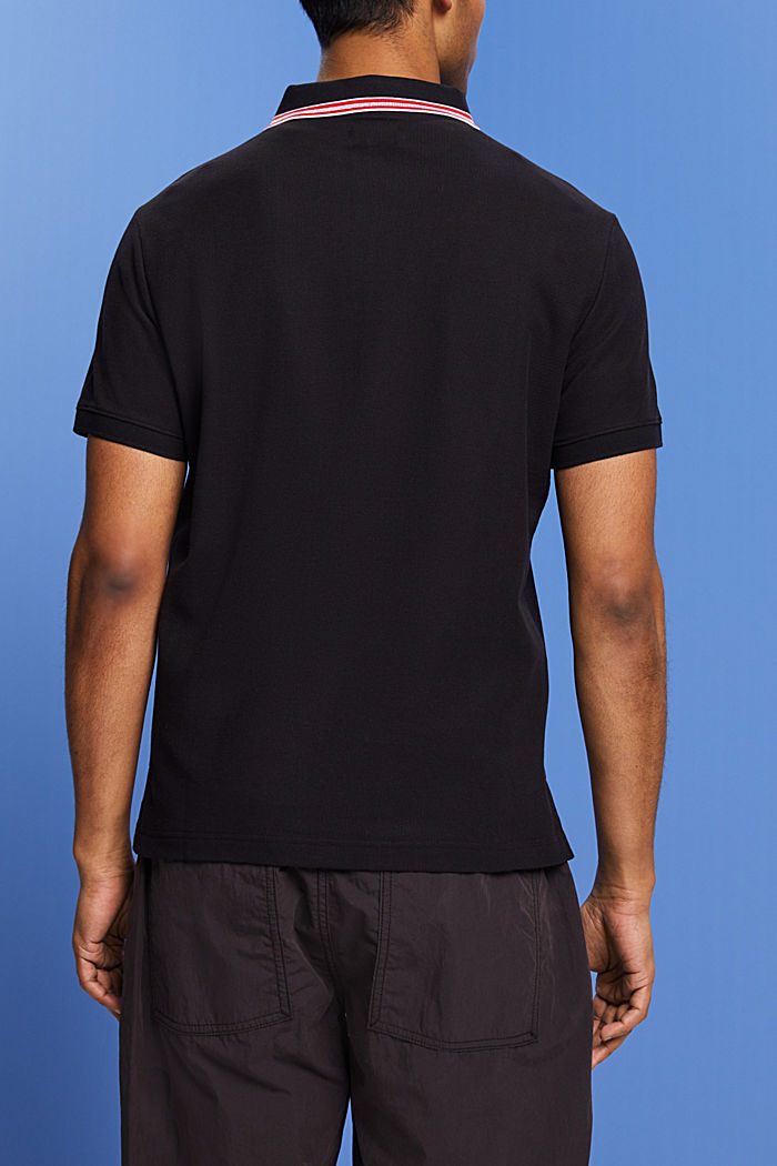 凸紋布POLO衫, 黑色, detail-asia image number 3