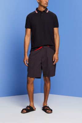 Piqué polo shirt with glitter, 100% cotton, BLACK, detail-asia image number 1