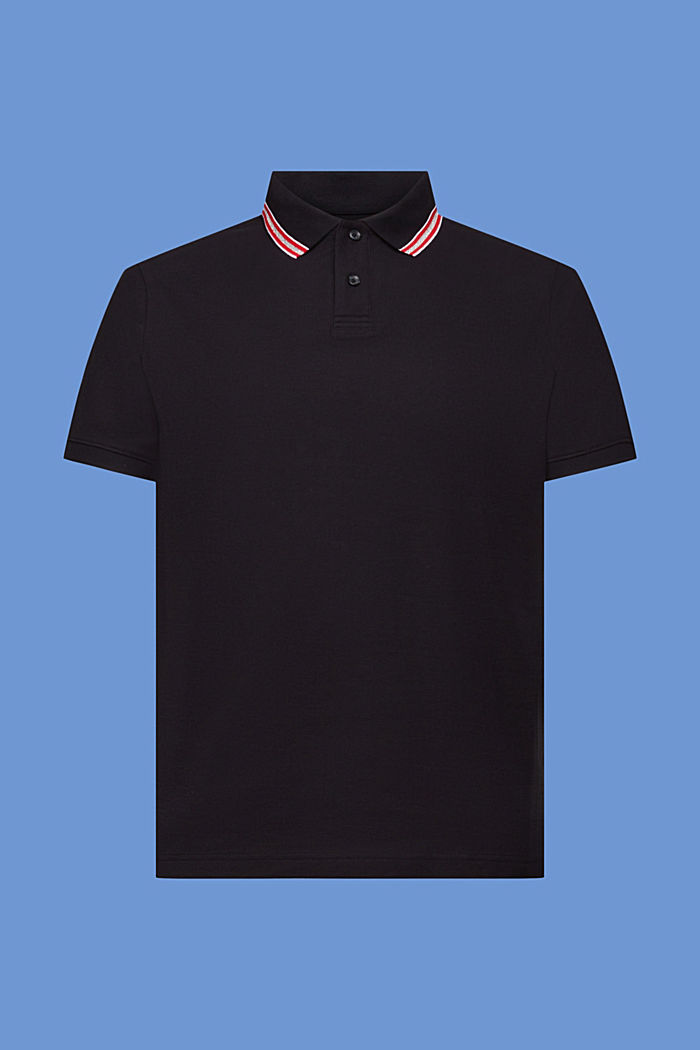 Piqué polo shirt with glitter, 100% cotton, BLACK, detail-asia image number 5
