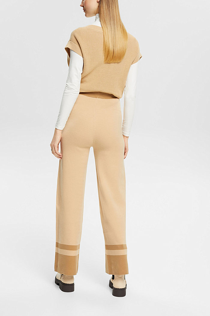 Wide-legged knitted trousers, SAND, detail-asia image number 3