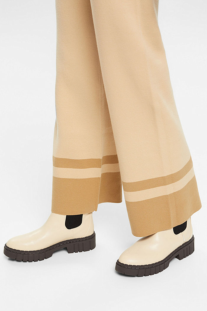 Wide-legged knitted trousers, SAND, detail-asia image number 4