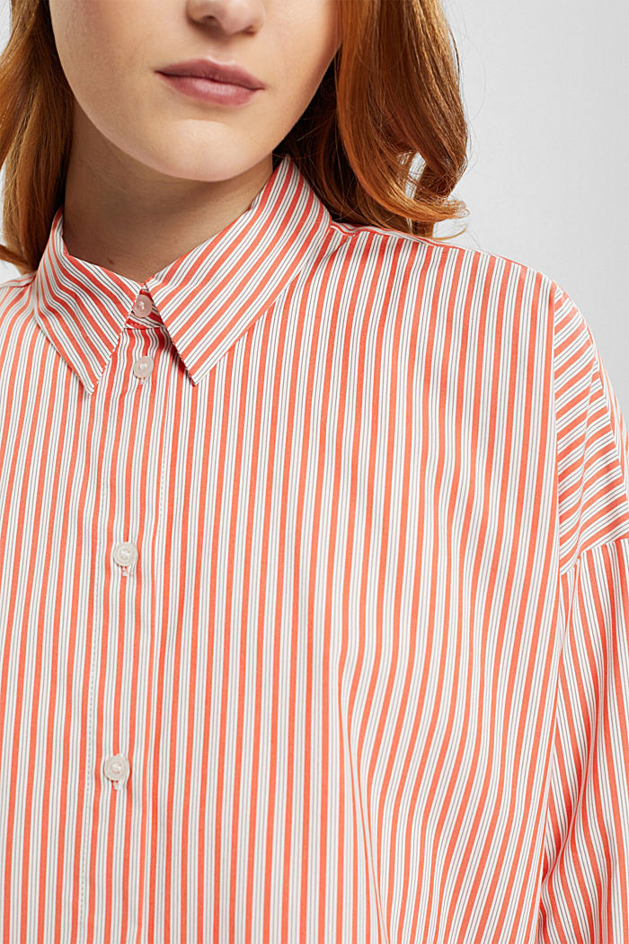 條紋府綢女裝恤衫, 橙紅色, detail-asia image number 2