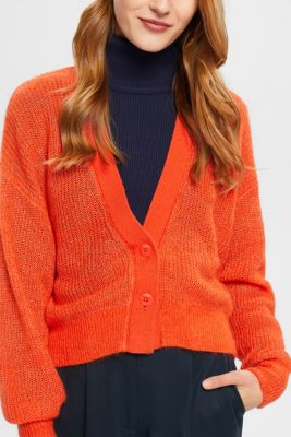 브이넥 모헤어 카디건, ORANGE RED, detail-asia image number 0