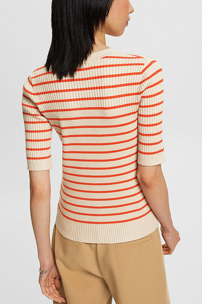 Short-sleeved ribbed sweater, LIGHT TAUPE, detail-asia image number 3
