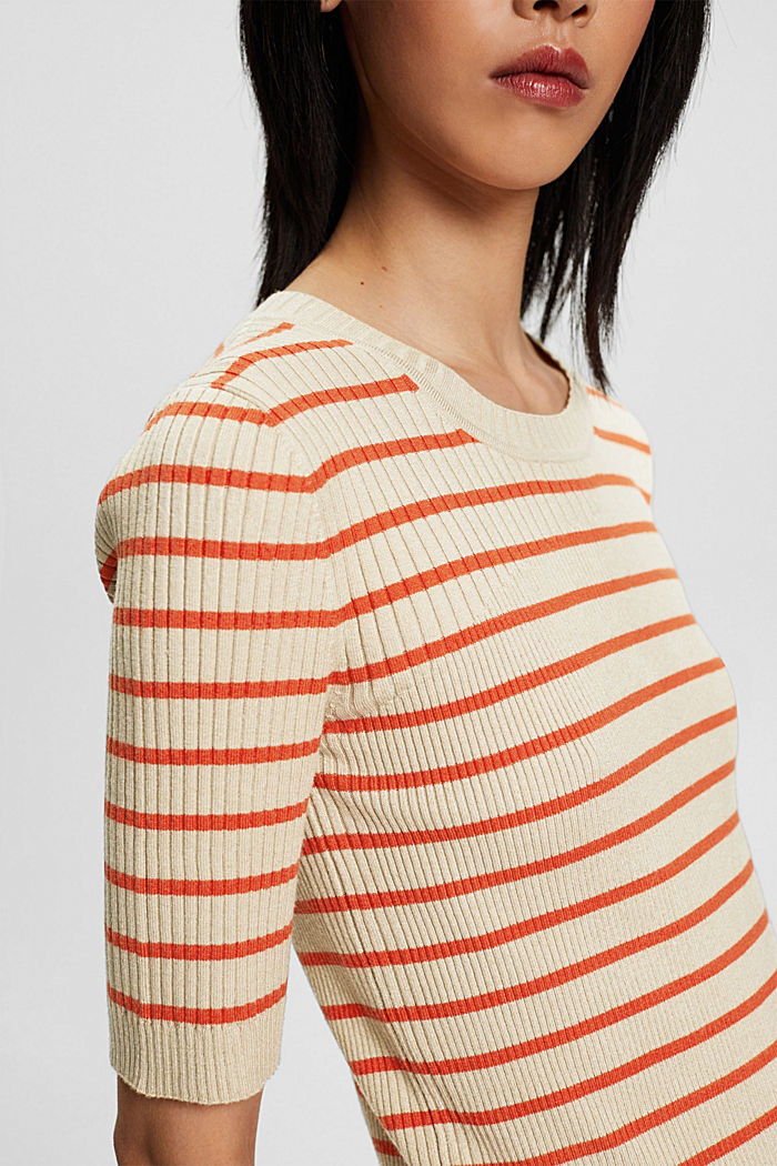 Short-sleeved ribbed sweater, LIGHT TAUPE, detail-asia image number 2