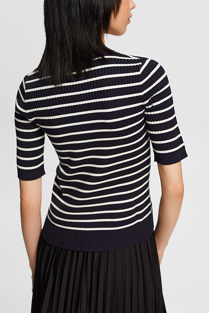 Short-sleeved ribbed sweater, NAVY, detail-asia image number 1