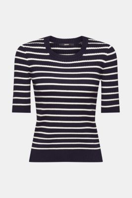 Short-sleeved ribbed sweater