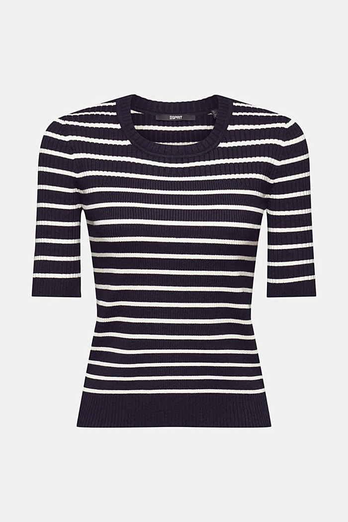Short-sleeved ribbed sweater, NAVY, detail-asia image number 6