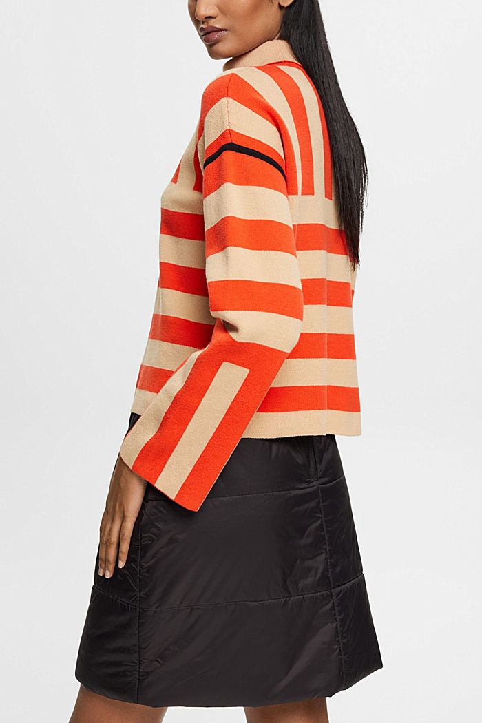 Mixed stripe knit jumper with roll neck, SAND, detail-asia image number 3