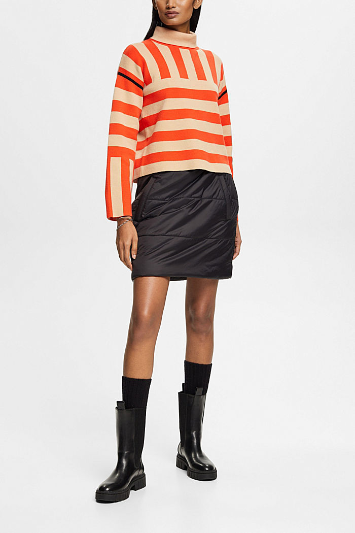 Mixed stripe knit jumper with roll neck, SAND, detail-asia image number 4