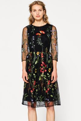 Esprit Feminine mesh dress + floral embroidery at our Online Shop