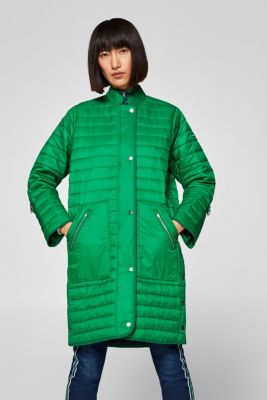Esprit - Quilted coat with a striped trim and turn-up sleeves at our ...