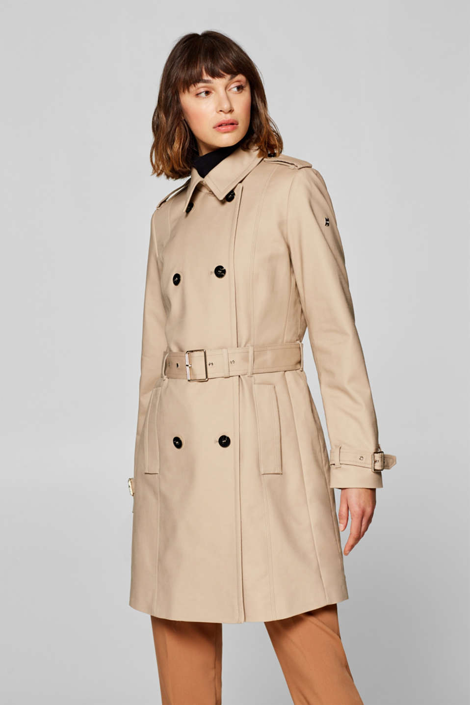 Esprit - Classic stretch cotton trench coat at our Online Shop