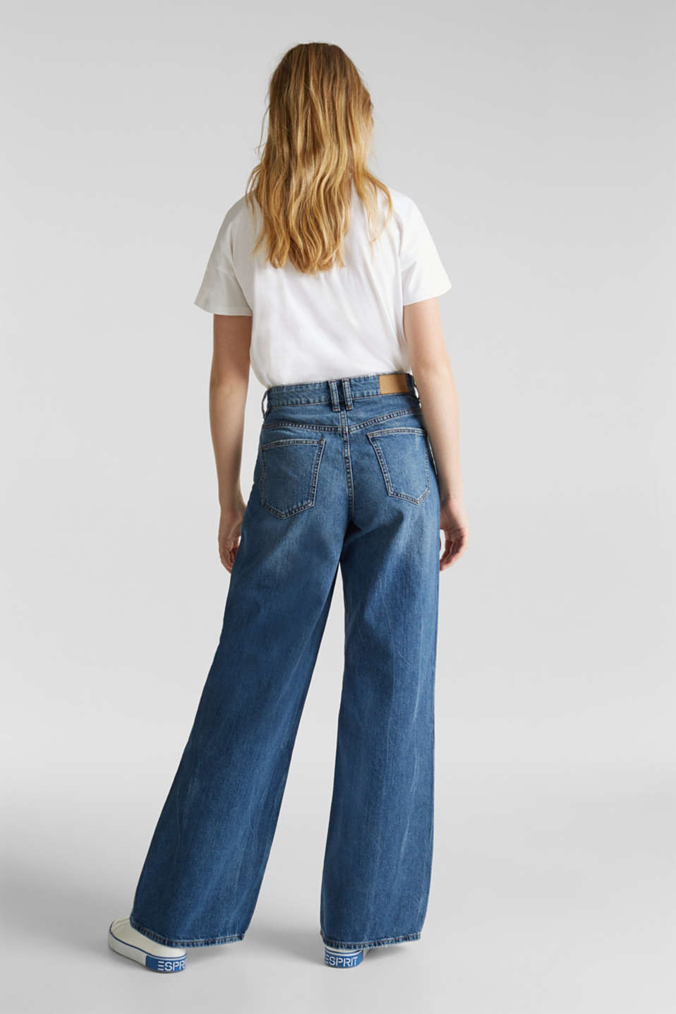 Esprit - Jeans with an extra wide leg, 100% cotton at our Online Shop