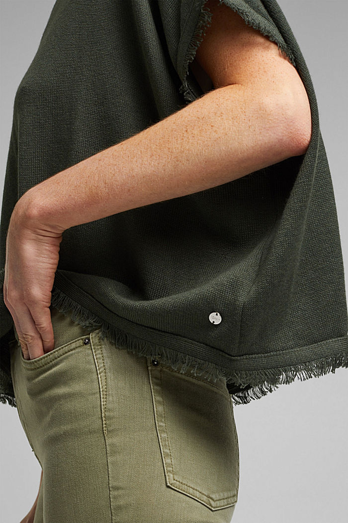 Recycled: Strick-Poncho mit Wolle, KHAKI GREEN, detail image number 4