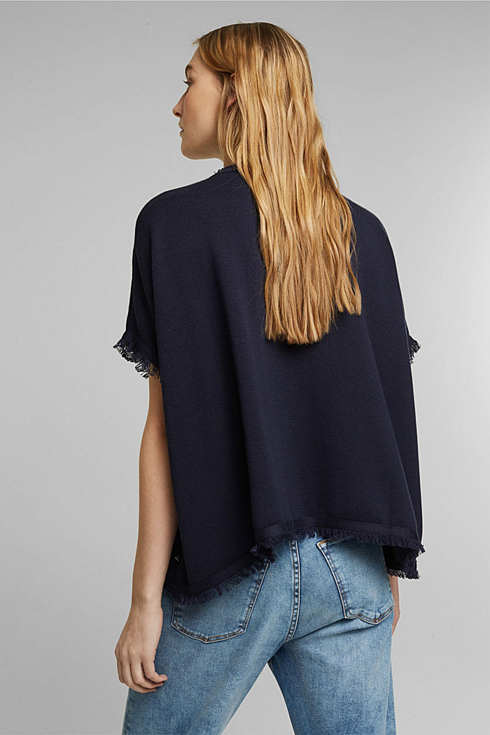 Recycled: Strick-Poncho mit Wolle, NAVY, detail image number 3