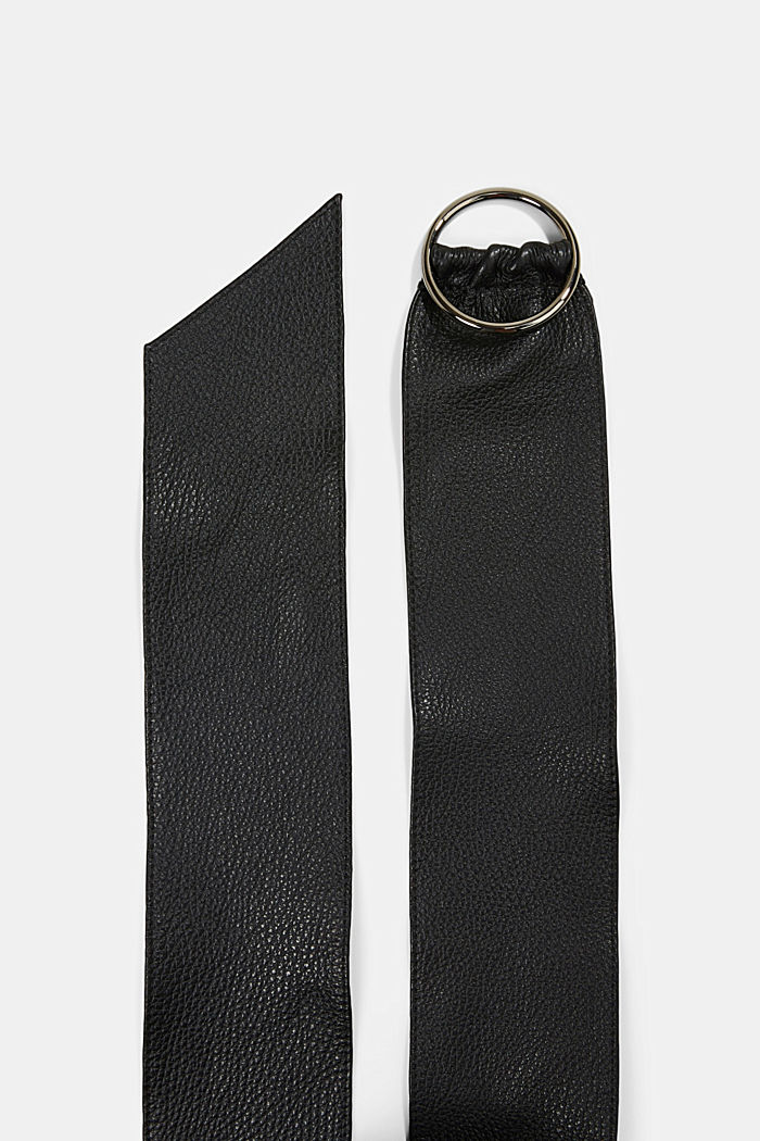 Wide waist belt made of soft leather, BLACK, detail image number 1
