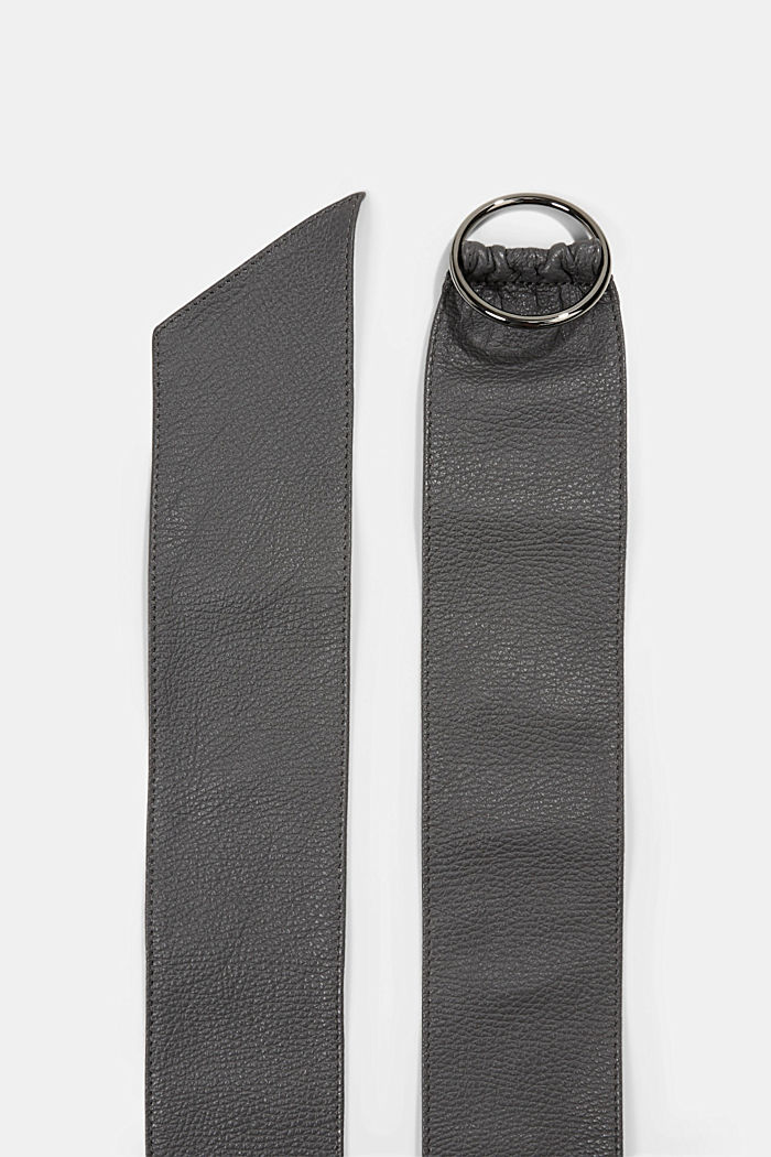 Wide waist belt made of soft leather, GREY, detail image number 1