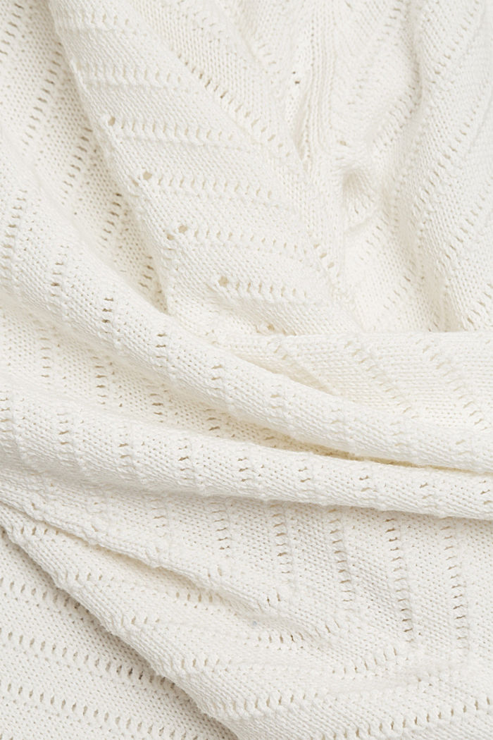 Ajour-Pullover aus 100% Organic Cotton, OFF WHITE, detail image number 4