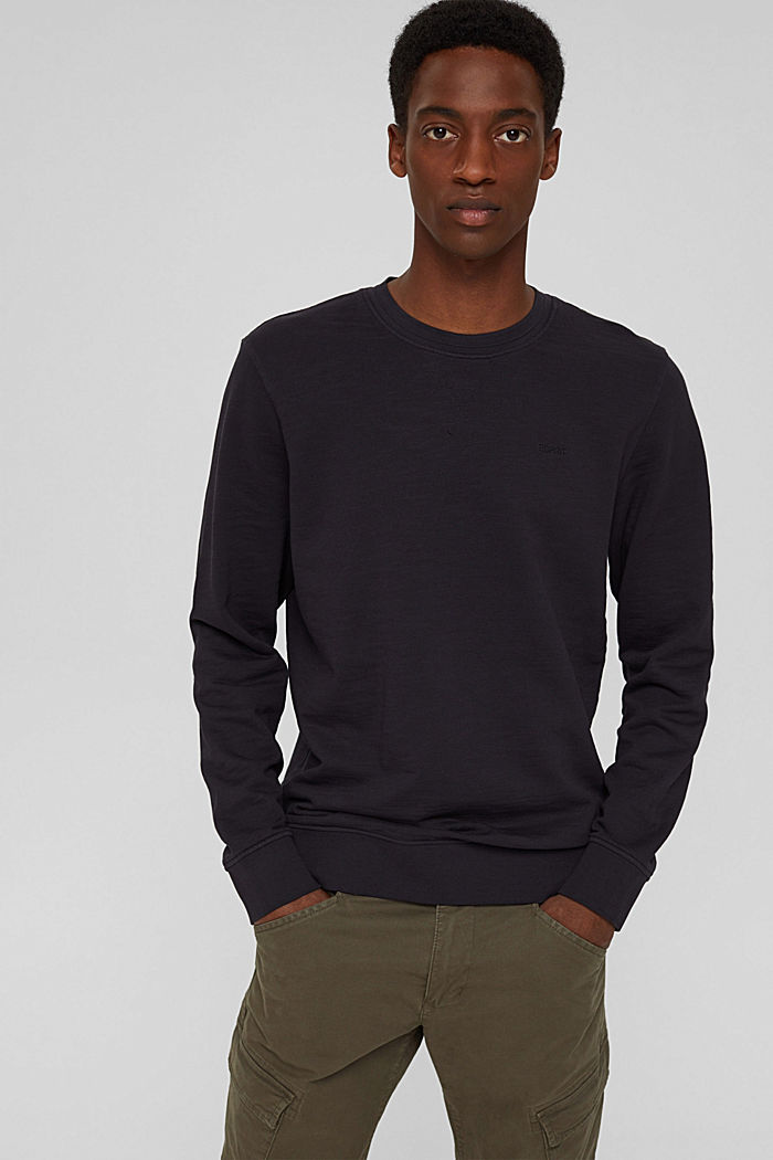 Sweatshirt aus 100% Organic Cotton, BLACK, overview