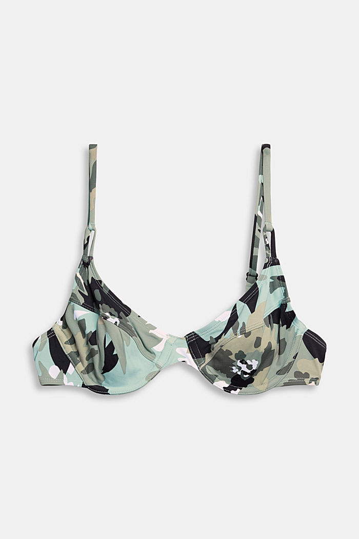 Recycled: underwire top with a camouflage print, LIGHT KHAKI, detail image number 4