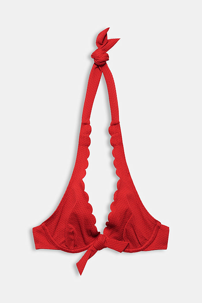 Unpadded halterneck top with underwiring, RED, overview