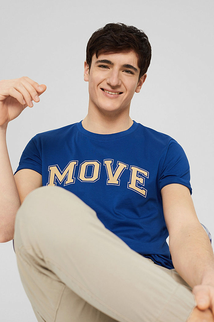 Camiseta de jersey con mensaje estampado, BRIGHT BLUE, overview