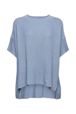 ESPRIT À teneur en laine : Poncho orné d’éléments en maille ajourée