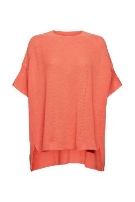 ESPRIT À teneur en laine : Poncho orné d’éléments en maille ajourée