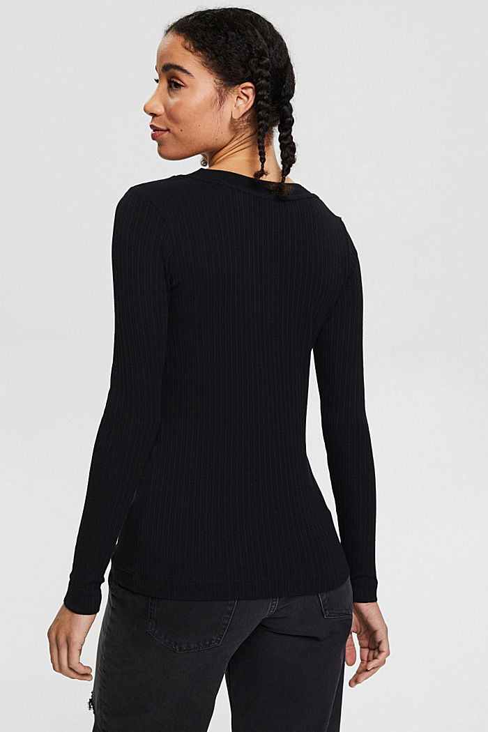 Musterstrick-Pullover aus 100% Baumwolle, BLACK, detail image number 3