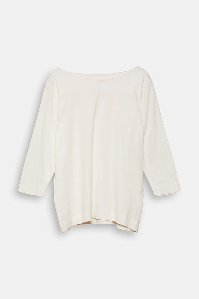 CURVY top with 3/4-length sleeves, organic cotton, OFF WHITE, overview