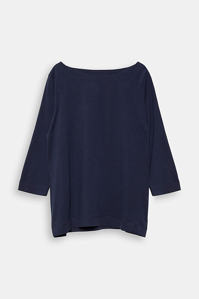 CURVY top with 3/4-length sleeves, organic cotton, NAVY, overview