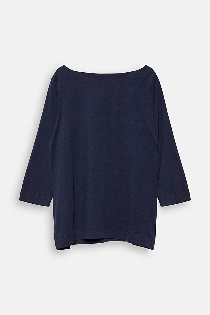 CURVY top with 3/4-length sleeves, organic cotton, NAVY, detail image number 2