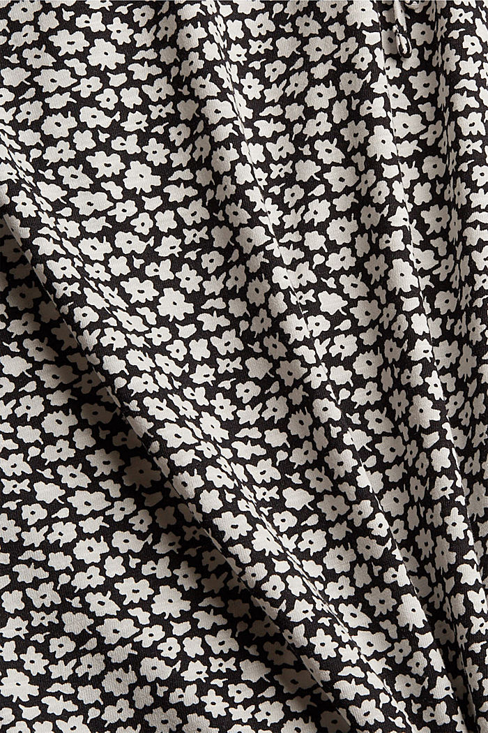 CURVY maglia a maniche lunghe con motivo millefiori in misto cotone biologico, BLACK, detail image number 1