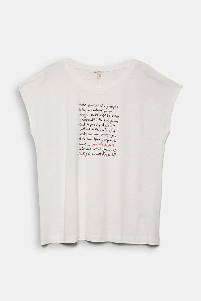 CURVY Camiseta con letras estampadas, mezcla de algodón ecológico, OFF WHITE, overview