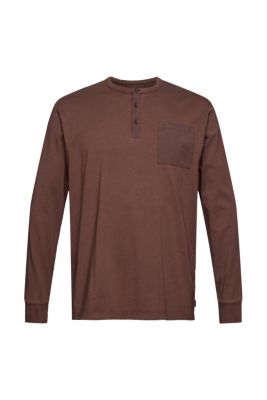 ESPRIT T-shirt en jersey à manches longues et boutons, 100 % coton