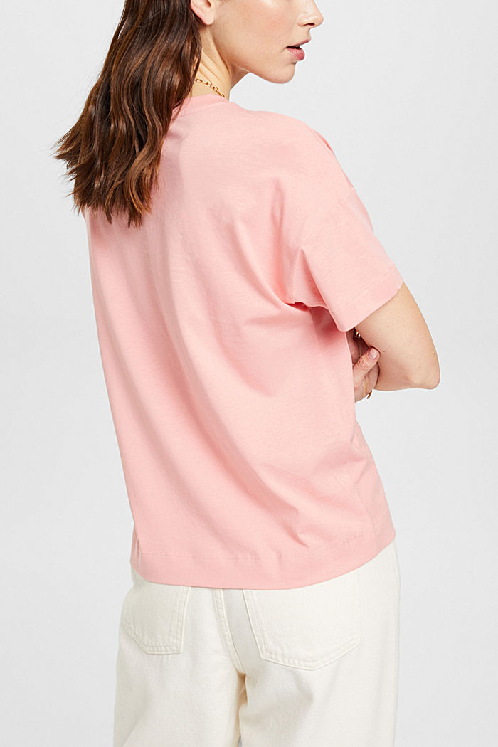 T-shirt with floral chest print, PINK, detail-asia image number 3