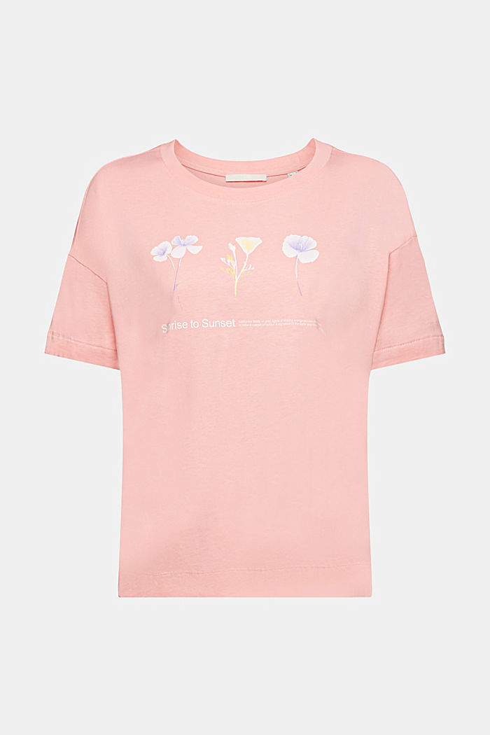T-shirt with floral chest print, PINK, detail-asia image number 6