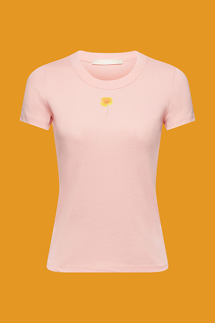 胸前花卉印花T恤, 粉紅色, detail-asia image number 5