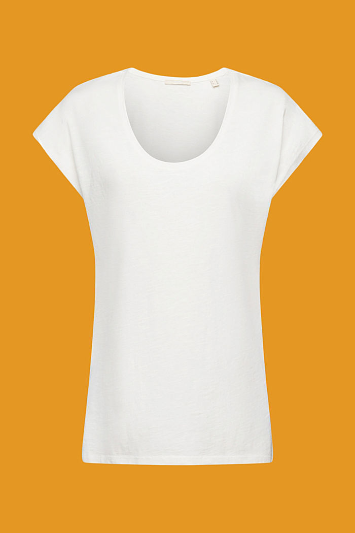 U-neck cotton t-shirt, OFF WHITE, detail-asia image number 5