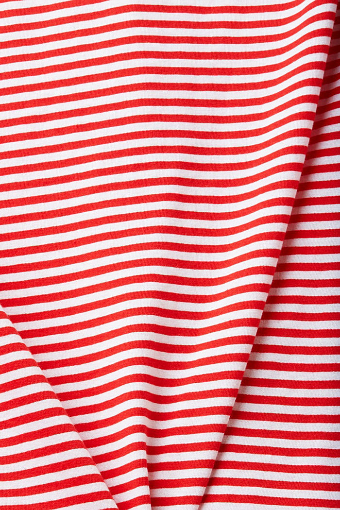 刺繡圖案條紋全棉T恤, 紅色, detail-asia image number 4